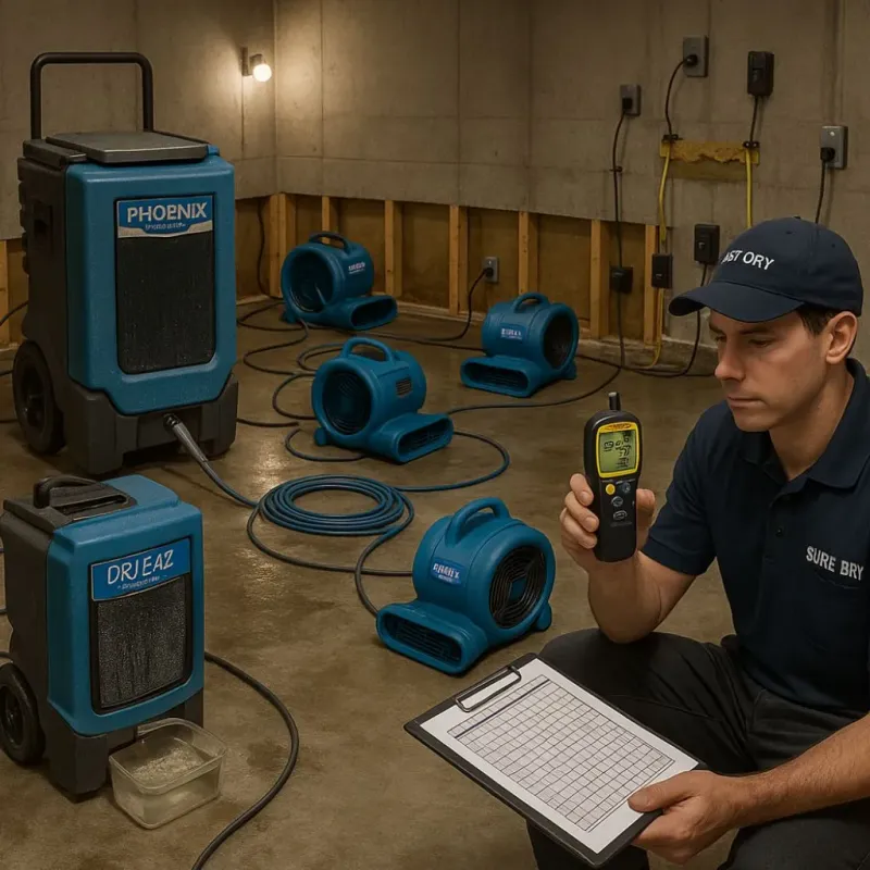 Structural Drying and Dehumidification process in Kingston, OK